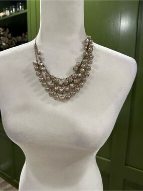Premier Designs Layered Pearl Bead Necklace in Taupe